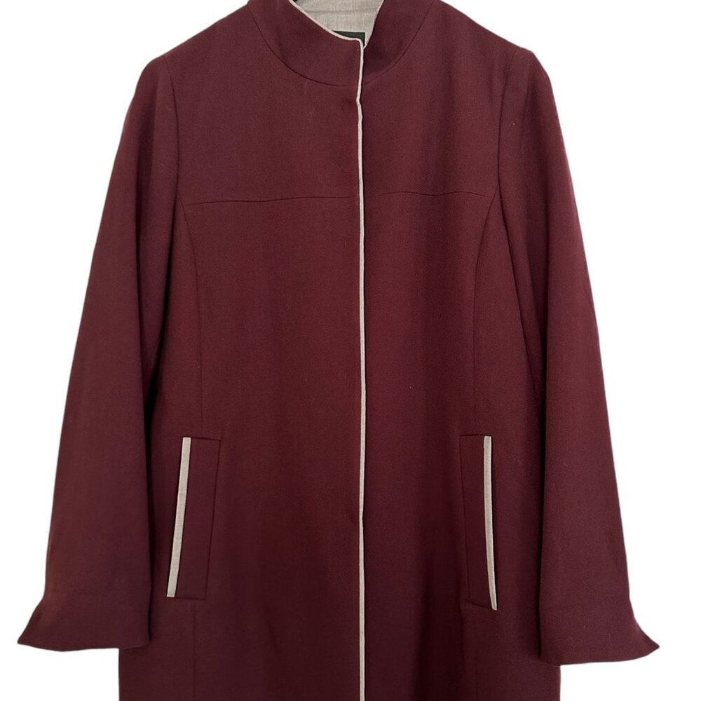 Emcee burgundy and tan coat with snap front size S
